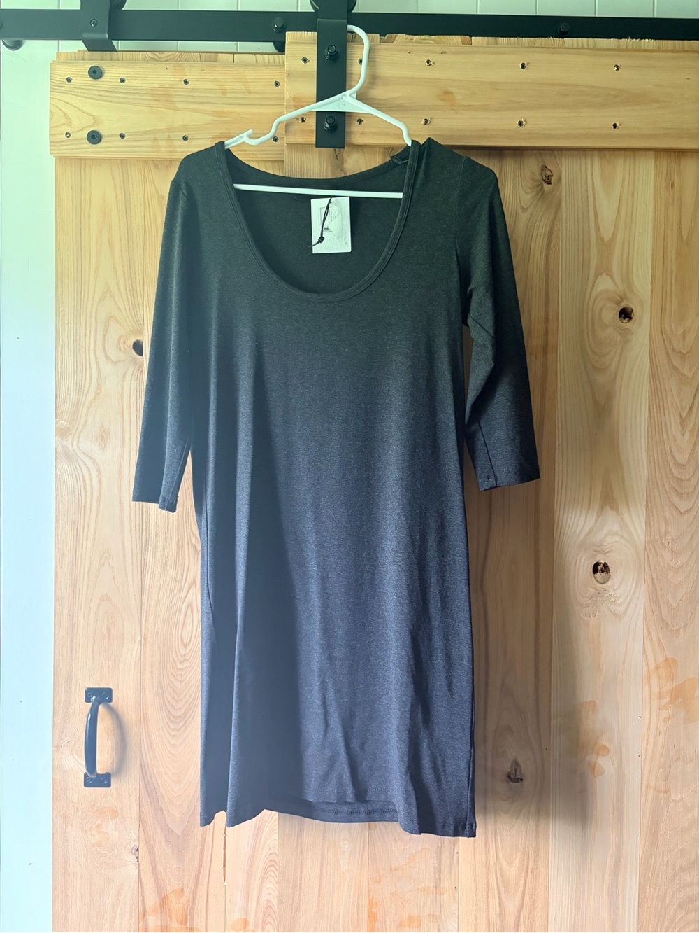 Hutch Women's Scoop Neck 3/4 Sleeve Dress in Charcoal Gray